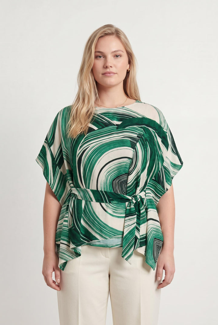 Blouse Verte et Blanche - Taille XL/42 de la marque La Fée Maraboutée | PARAD107748 - Vendu par Paradigme - Image 1