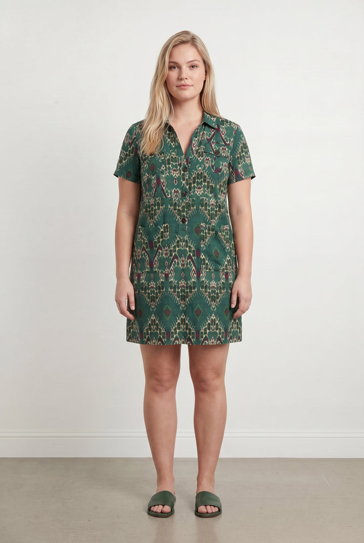 Robe Chemise Verte et Beige - Taille XL/42 de la marque Caroll | PARAD107750 - Vendu par Paradigme - Image 1