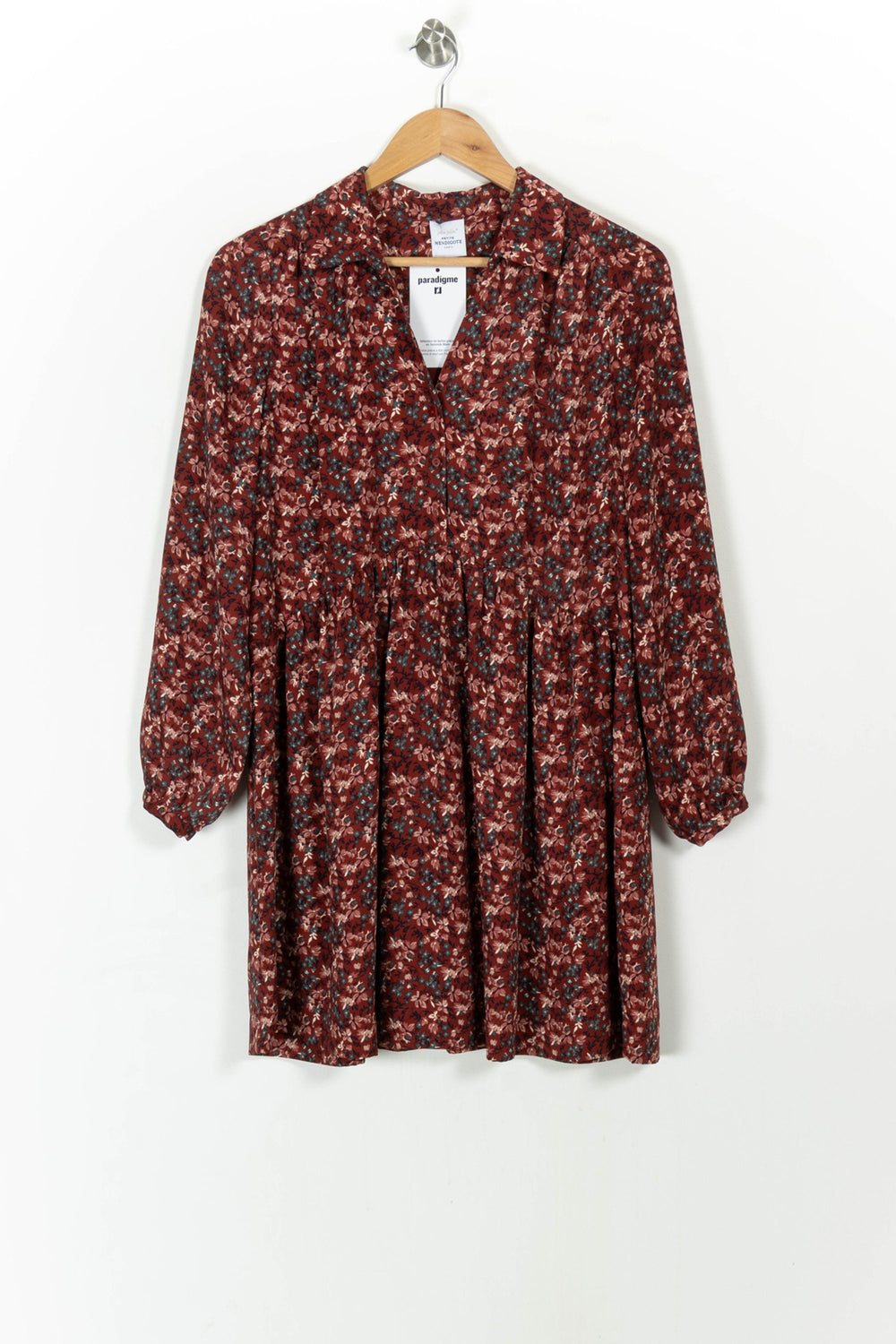 Robe Fleurie Bordeaux - Taille S/36 de la marque Petite Mendigote | PARAD107752 - Vendu par Paradigme - Image 2