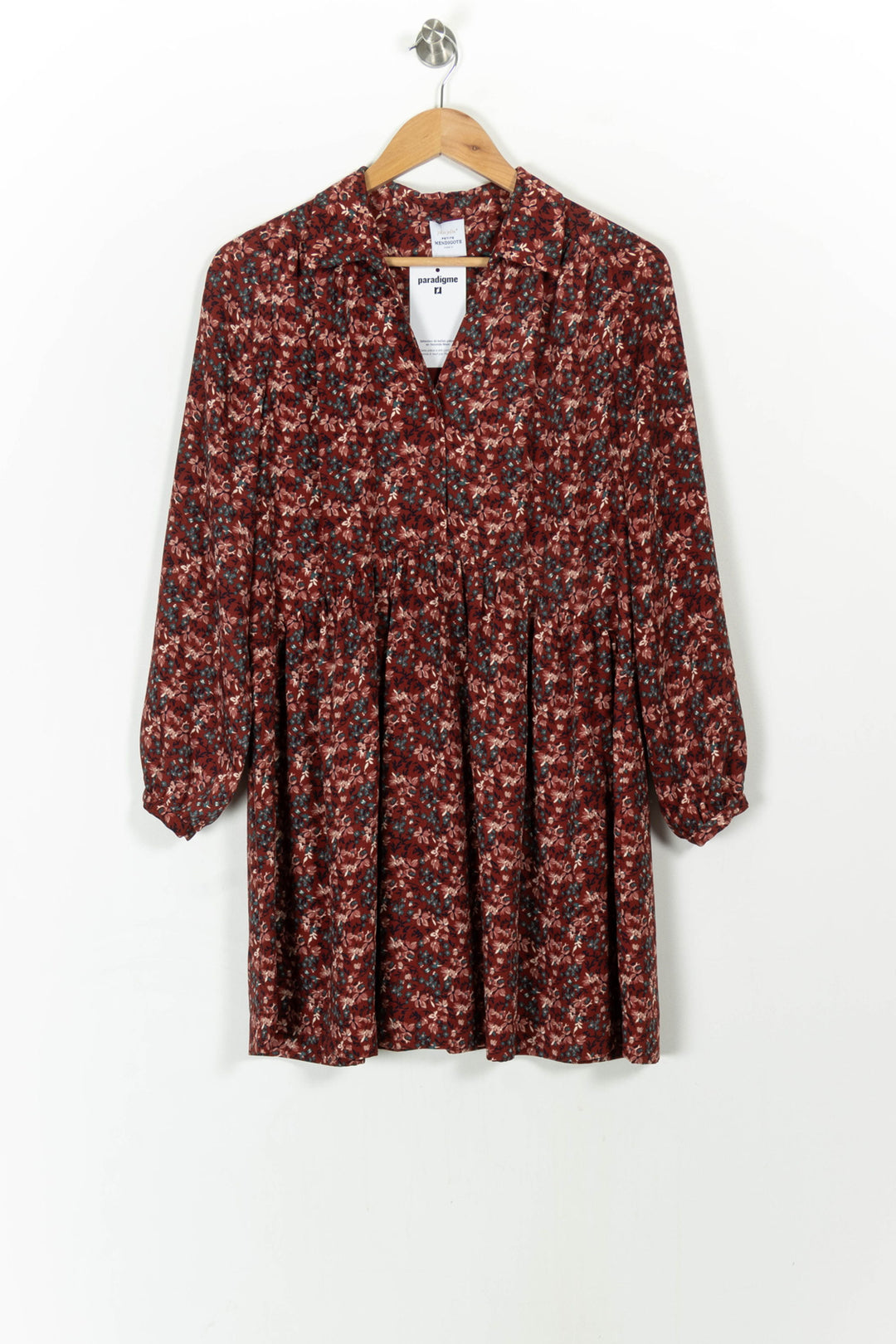 Robe Fleurie Bordeaux - Taille S/36 de la marque Petite Mendigote | PARAD107752 - Vendu par Paradigme - Image 2