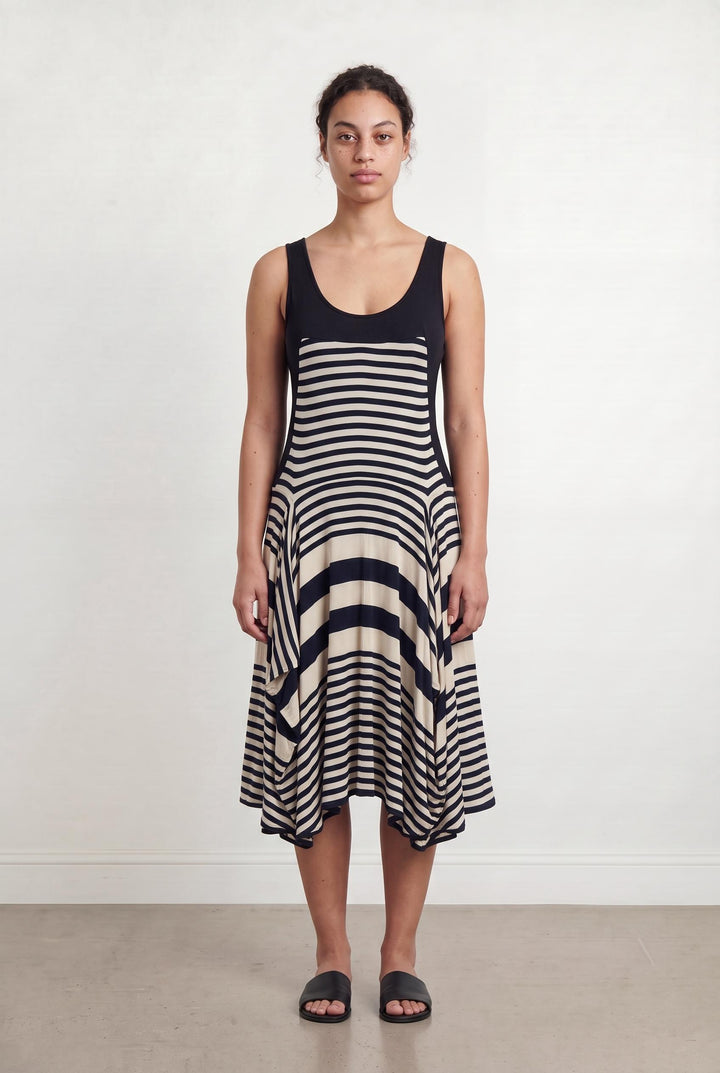Robe Rayée Bleue et Blanche - Taille XL/42 de la marque Indies | PARAD107756 - Vendu par Paradigme - Image 1