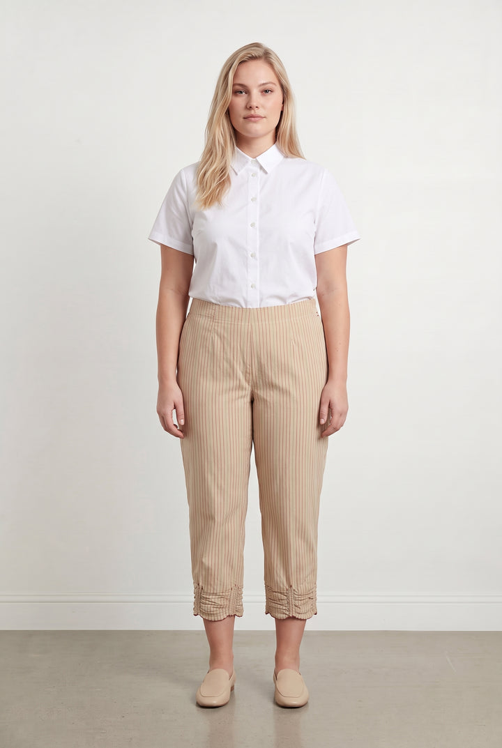 Pantalon Beige à Rayures Rouges - Taille XL/42 de la marque Indies | PARAD107761 - Vendu par Paradigme - Image 1