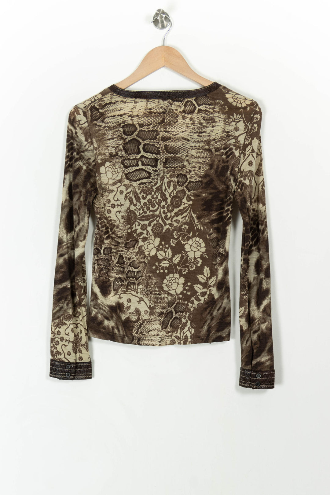 Chemisier Marron et Beige - Taille XL/42 de la marque Indies | PARAD107763 - Vendu par Paradigme - Image 4