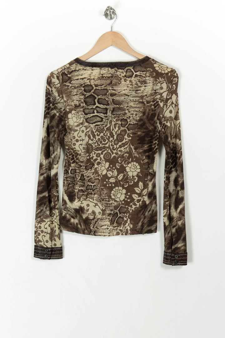 Chemisier Marron et Beige - Taille XL/42 de la marque Indies | PARAD107763 - Vendu par Paradigme - Image 4
