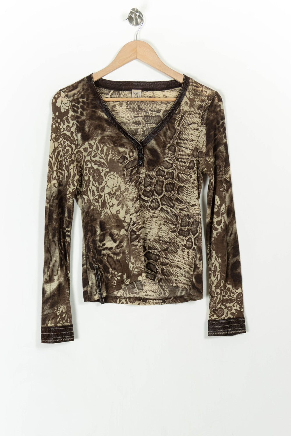 Chemisier Marron et Beige - Taille XL/42 de la marque Indies | PARAD107763 - Vendu par Paradigme - Image 2