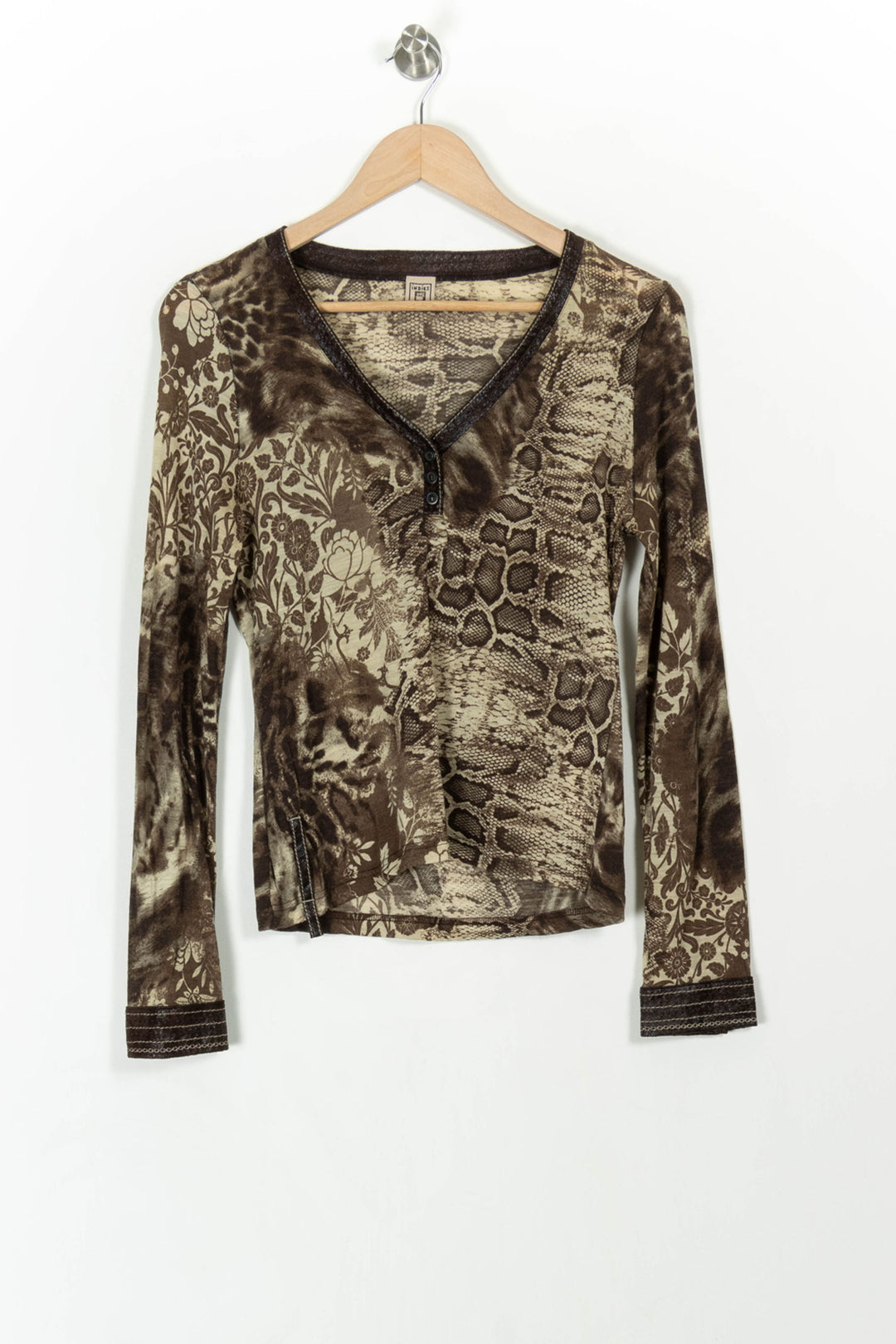 Chemisier Marron et Beige - Taille XL/42 de la marque Indies | PARAD107763 - Vendu par Paradigme - Image 2
