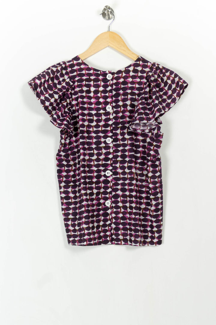 Blouse Violette et Blanche - Taille S/36 de la marque La Fée Maraboutée | PARAD107775 - Vendu par Paradigme - Image 4
