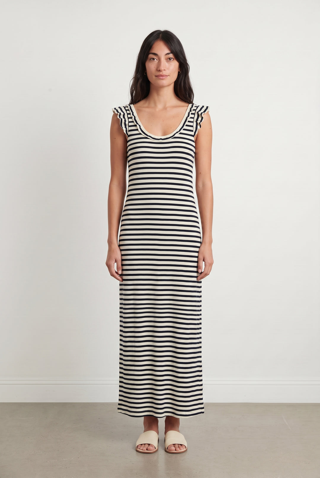 Robe Longue Rayée Noire et Blanche - Taille S/36 de la marque Léon & Harper | PARAD107843 - Vendu par Paradigme - Image 1