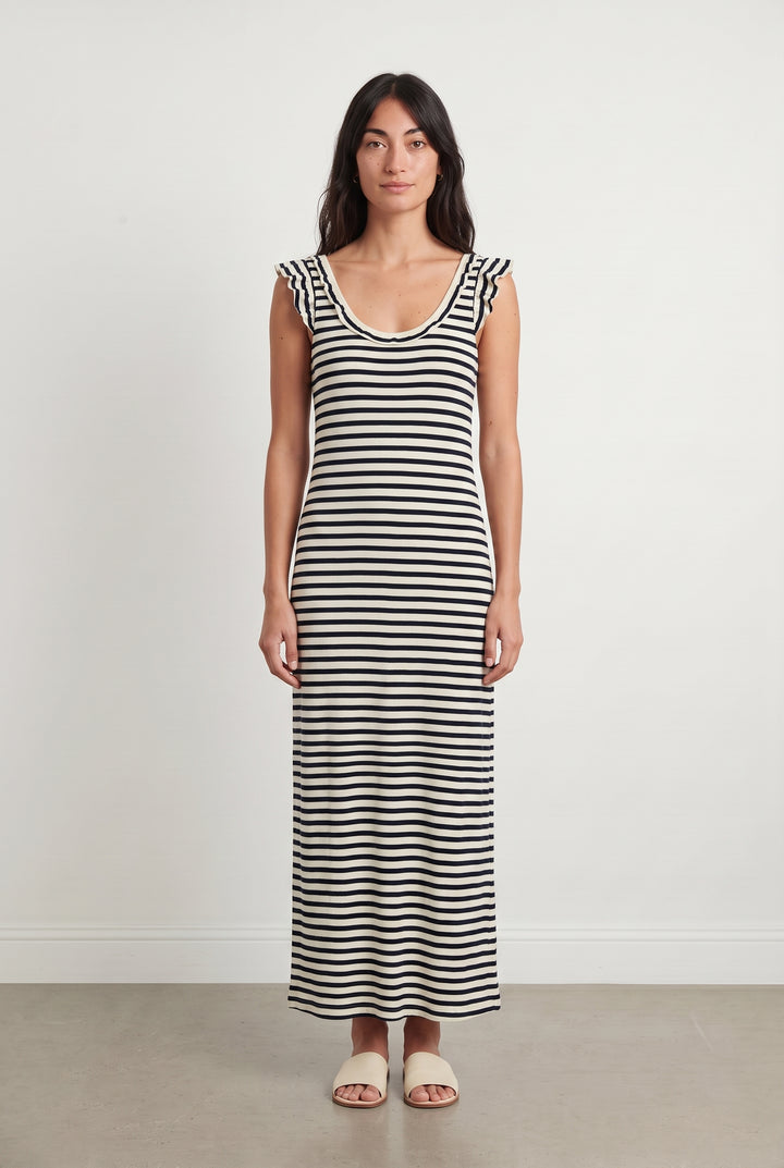Robe Longue Rayée Noire et Blanche - Taille S/36 de la marque Léon & Harper | PARAD107843 - Vendu par Paradigme - Image 1