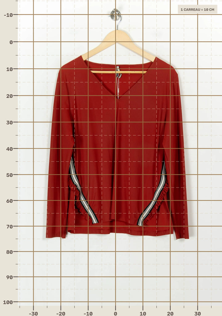 Tee-shirt Manches Longues Bordeaux - Taille XXXL/46 de la marque Indies | PARAD107844 - Vendu par Paradigme - Image 4