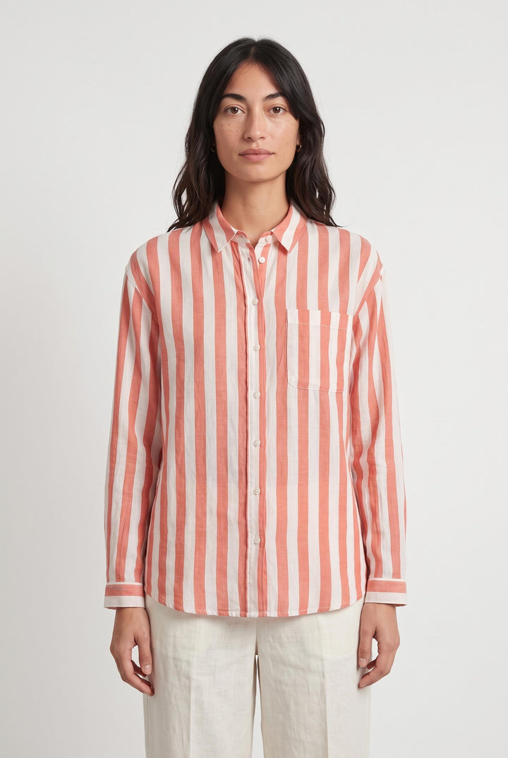 Chemise Rayée Blanche et Orange - Taille S/36 de la marque Maison 123 | PARAD107848 - Vendu par Paradigme - Image 1