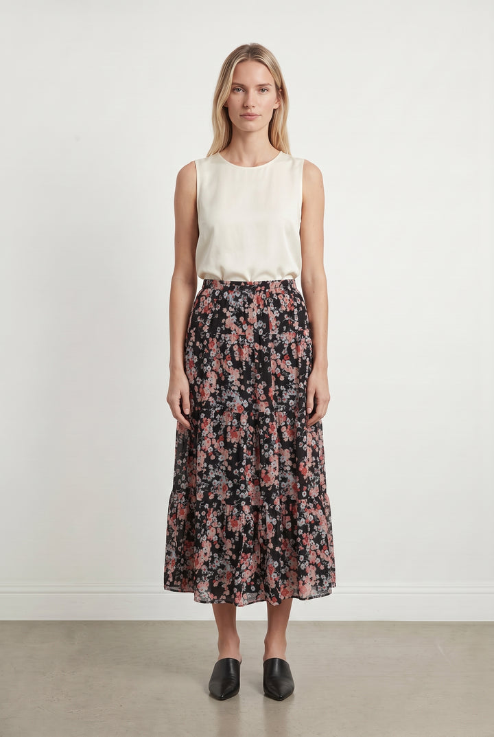 Jupe Longue Noire et Fleurie - Taille S/36 de la marque Gerard Darel | PARAD107868 - Vendu par Paradigme - Image 1