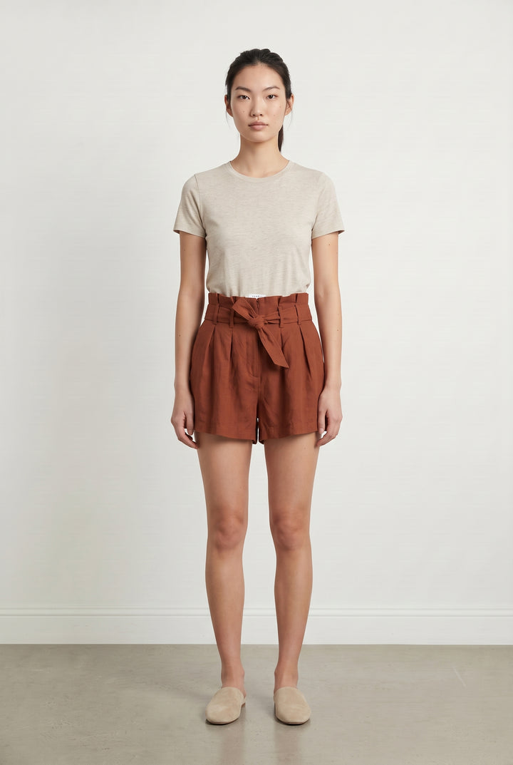 Short Taille Haute Marron - Taille S/36 de la marque Sandro | PARAD107869 - Vendu par Paradigme - Image 1