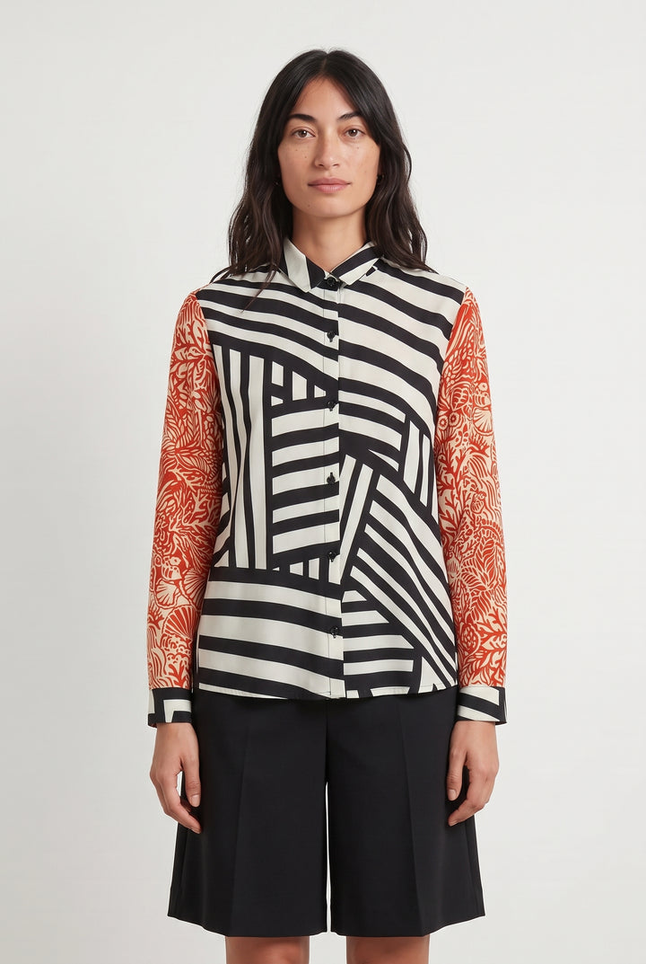 Chemise Noir Blanc et Orange - Taille M/38 de la marque Bleu Blanc Rouge | PARAD107871 - Vendu par Paradigme - Image 1