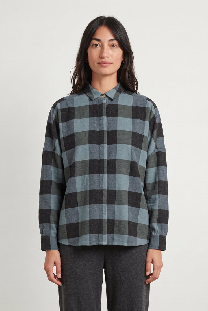 Chemise à Carreaux Bleue et Noire - Taille S/36 de la marque Sessùn | PARAD107873 - Vendu par Paradigme - Image 1