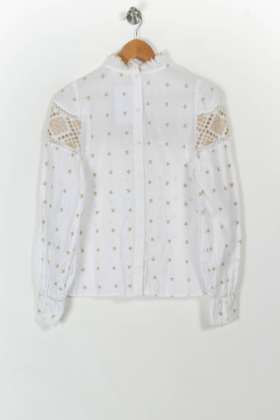 Blouse Blanche et Beige - Taille S/36 de la marque Sézane | PARAD107878 - Vendu par Paradigme - Image 4
