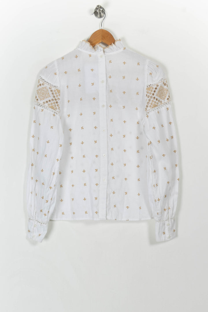 Blouse Blanche et Beige - Taille S/36 de la marque Sézane | PARAD107878 - Vendu par Paradigme - Image 4