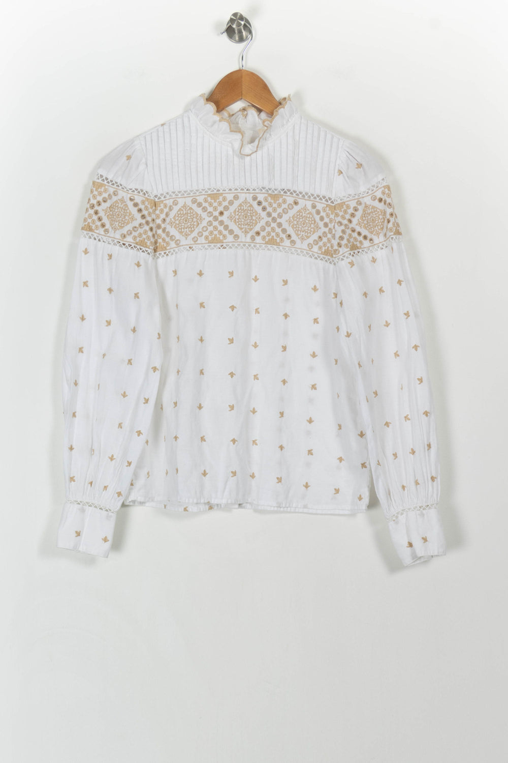 Blouse Blanche et Beige - Taille S/36 de la marque Sézane | PARAD107878 - Vendu par Paradigme - Image 2