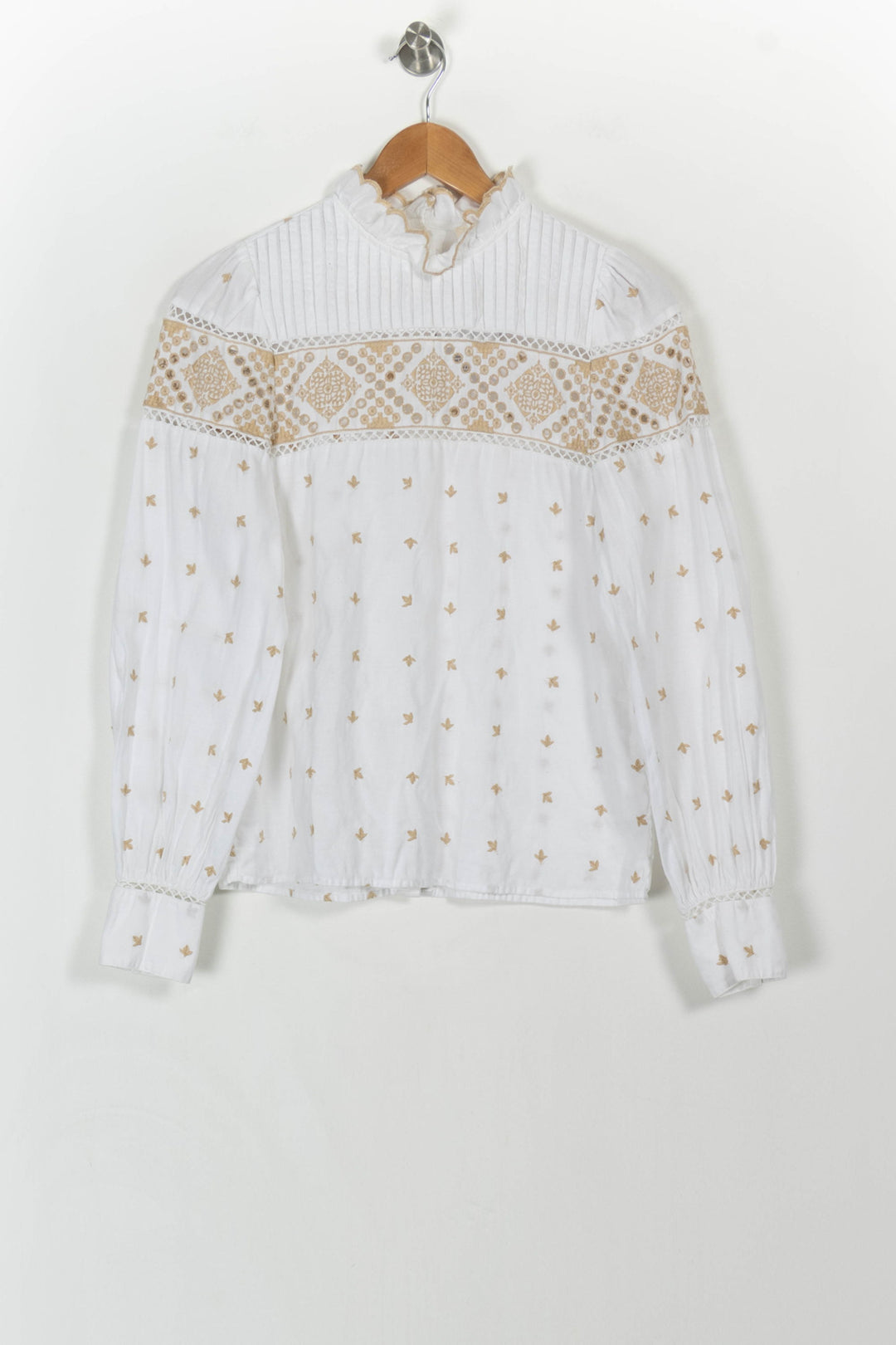 Blouse Blanche et Beige - Taille S/36 de la marque Sézane | PARAD107878 - Vendu par Paradigme - Image 2