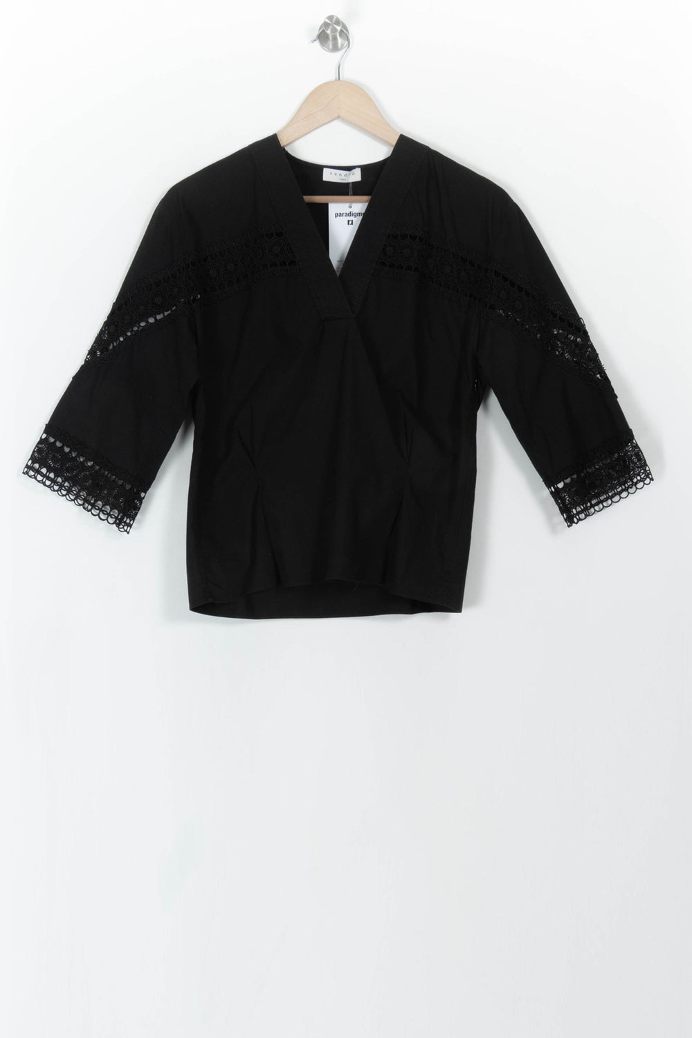 Blouse Noire - Taille S/36 de la marque Sandro | PARAD107905 - Vendu par Paradigme - Image 2