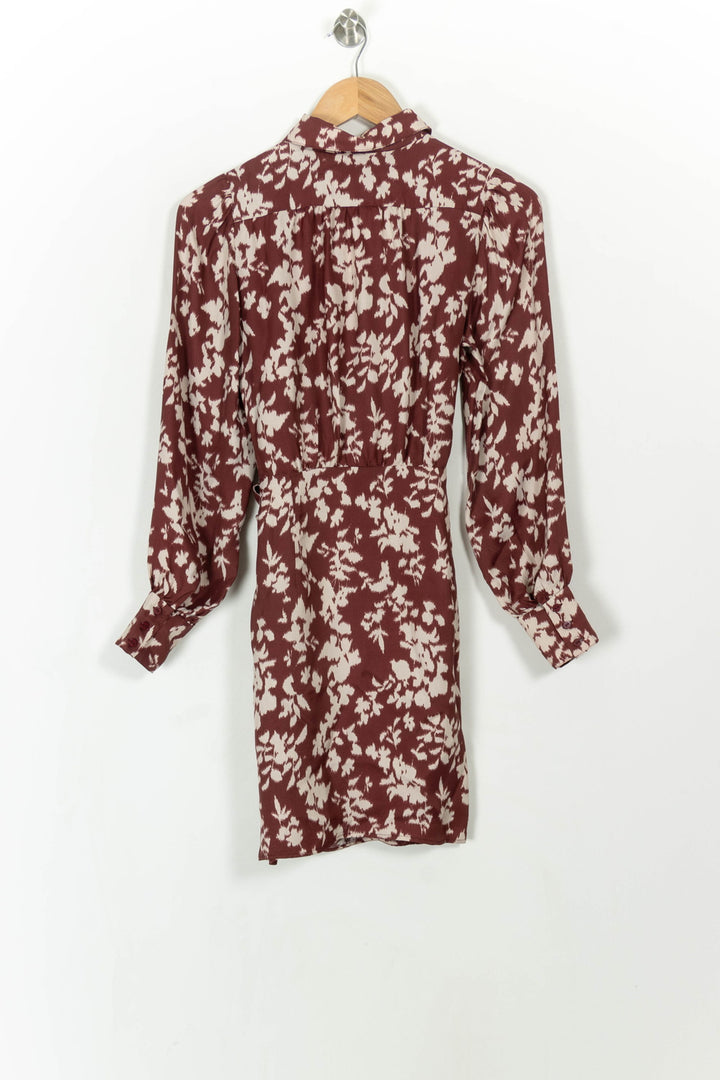 Robe Portefeuille Bordeaux et Écru - Taille XS/34 de la marque Petite Mendigote | PARAD107907 - Vendu par Paradigme - Image 4