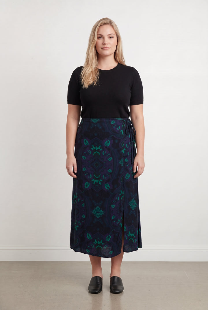 Jupe Imprimée Violette et Verte - Taille XL/42 de la marque La Fée Maraboutée | PARAD107927 - Vendu par Paradigme - Image 1