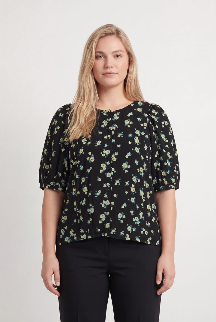 Blouse Noire et Jaune - Taille XXL/44 de la marque La Fée Maraboutée | PARAD107929 - Vendu par Paradigme - Image 1