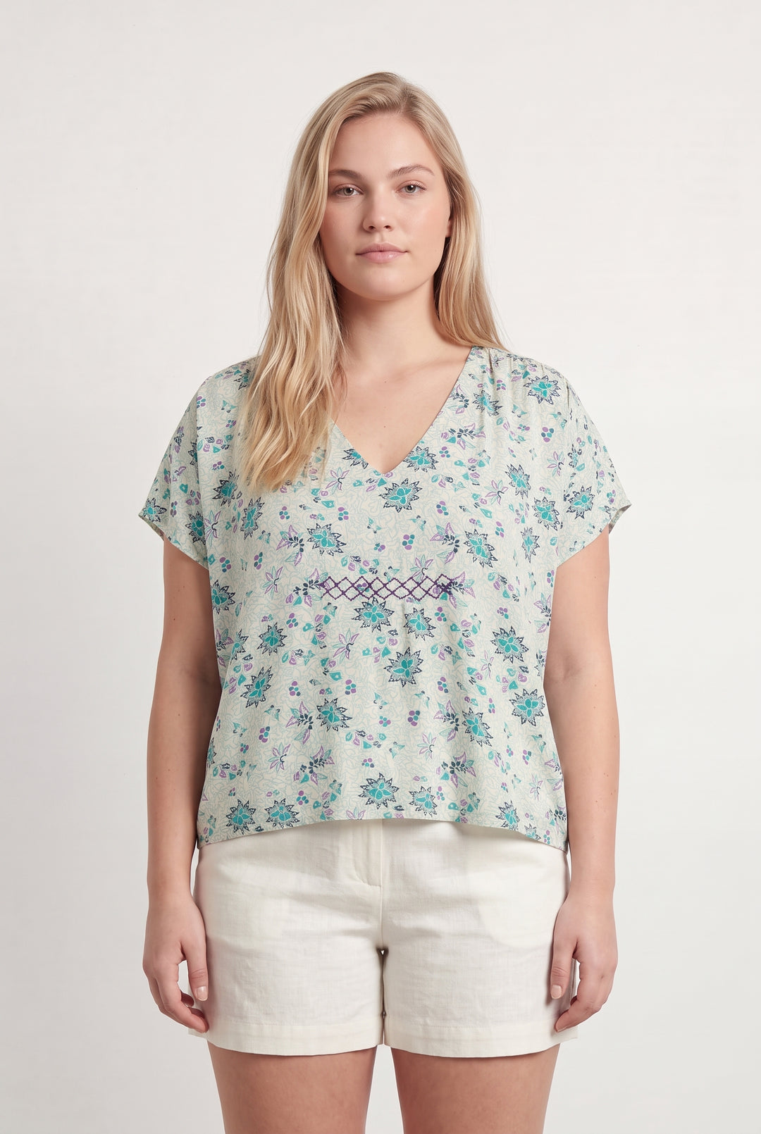 Blouse Verte et Lilas - Taille XXL/44 de la marque La Fée Maraboutée | PARAD107930 - Vendu par Paradigme - Image 1