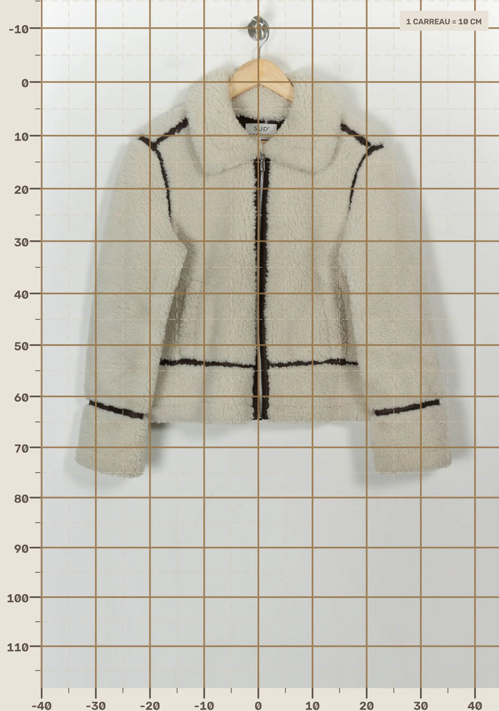 Blouson En Mouton Beige et Marron - Taille S/36 de la marque Sud express | PARAD107940 - Vendu par Paradigme - Image 4