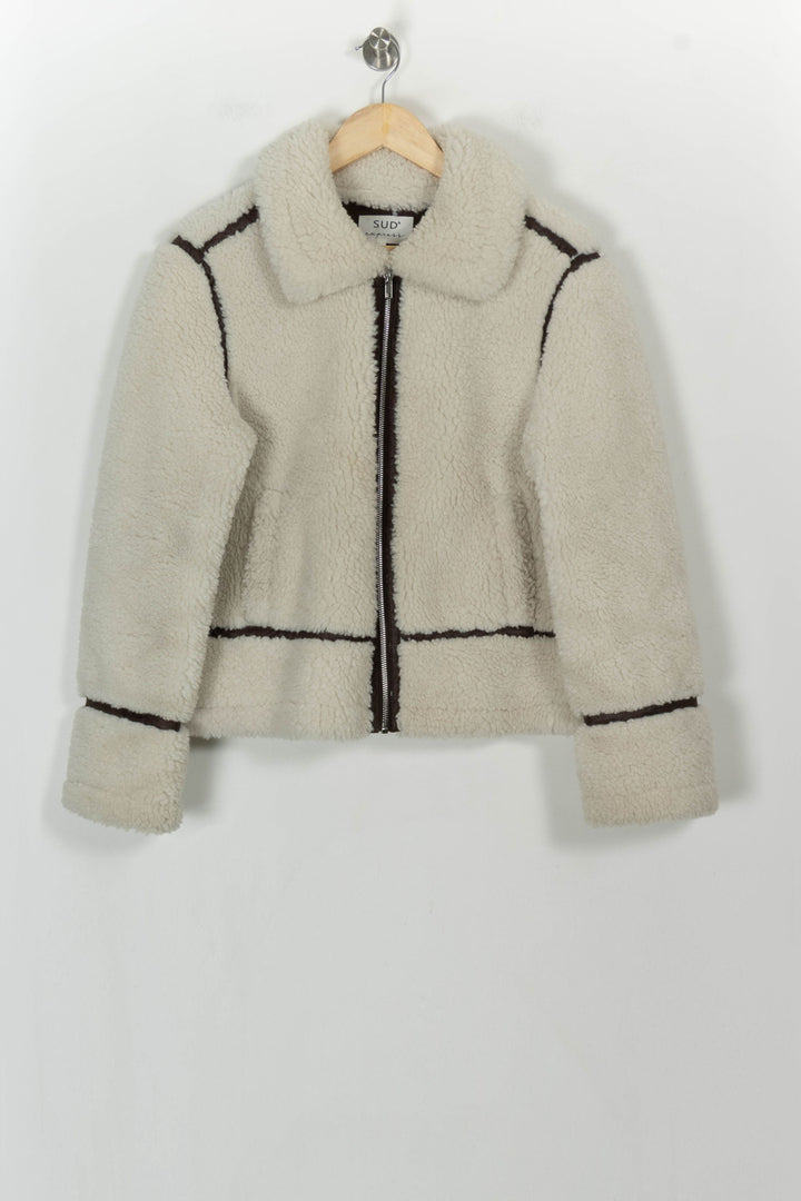 Blouson En Mouton Beige et Marron - Taille S/36 de la marque Sud express | PARAD107940 - Vendu par Paradigme - Image 2