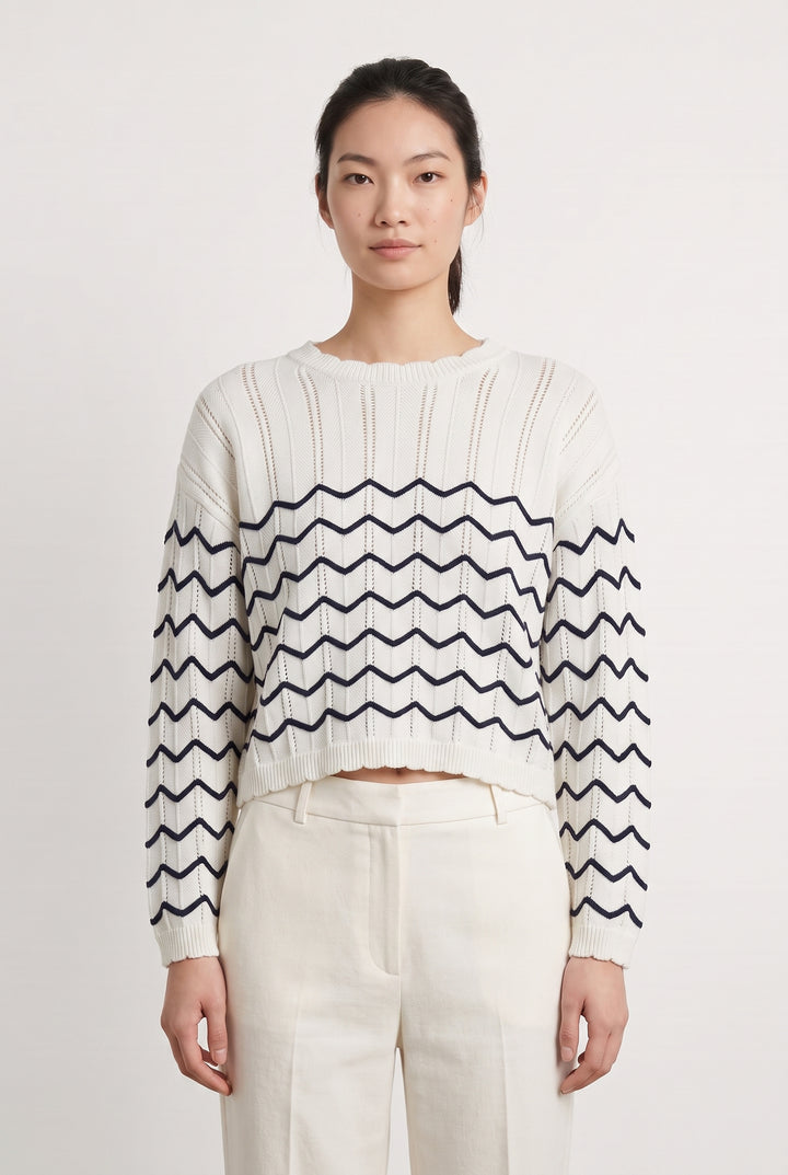 Pull Blanc et Bleu - Taille S/36 de la marque I.Code | PARAD107946 - Vendu par Paradigme - Image 1