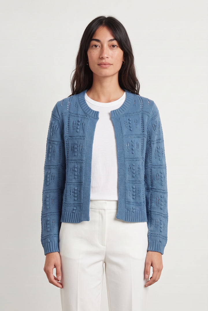 Cardigan Bleu - Taille XS/34 de la marque La Fée Maraboutée | PARAD107949 - Vendu par Paradigme - Image 1