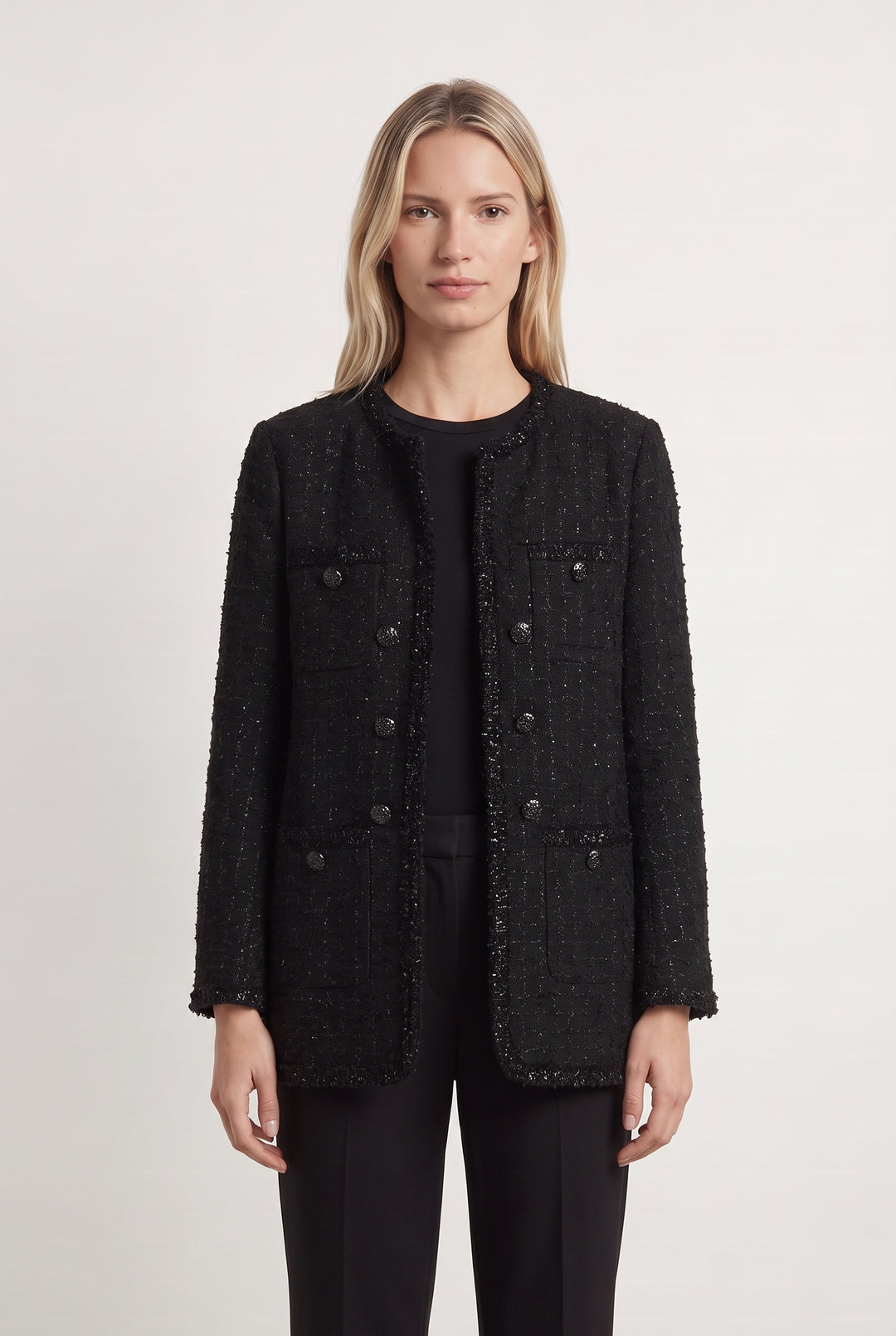 Veste En Tweed Noire - Taille M/38 de la marque Weill | PARAD107978 - Vendu par Paradigme - Image 1