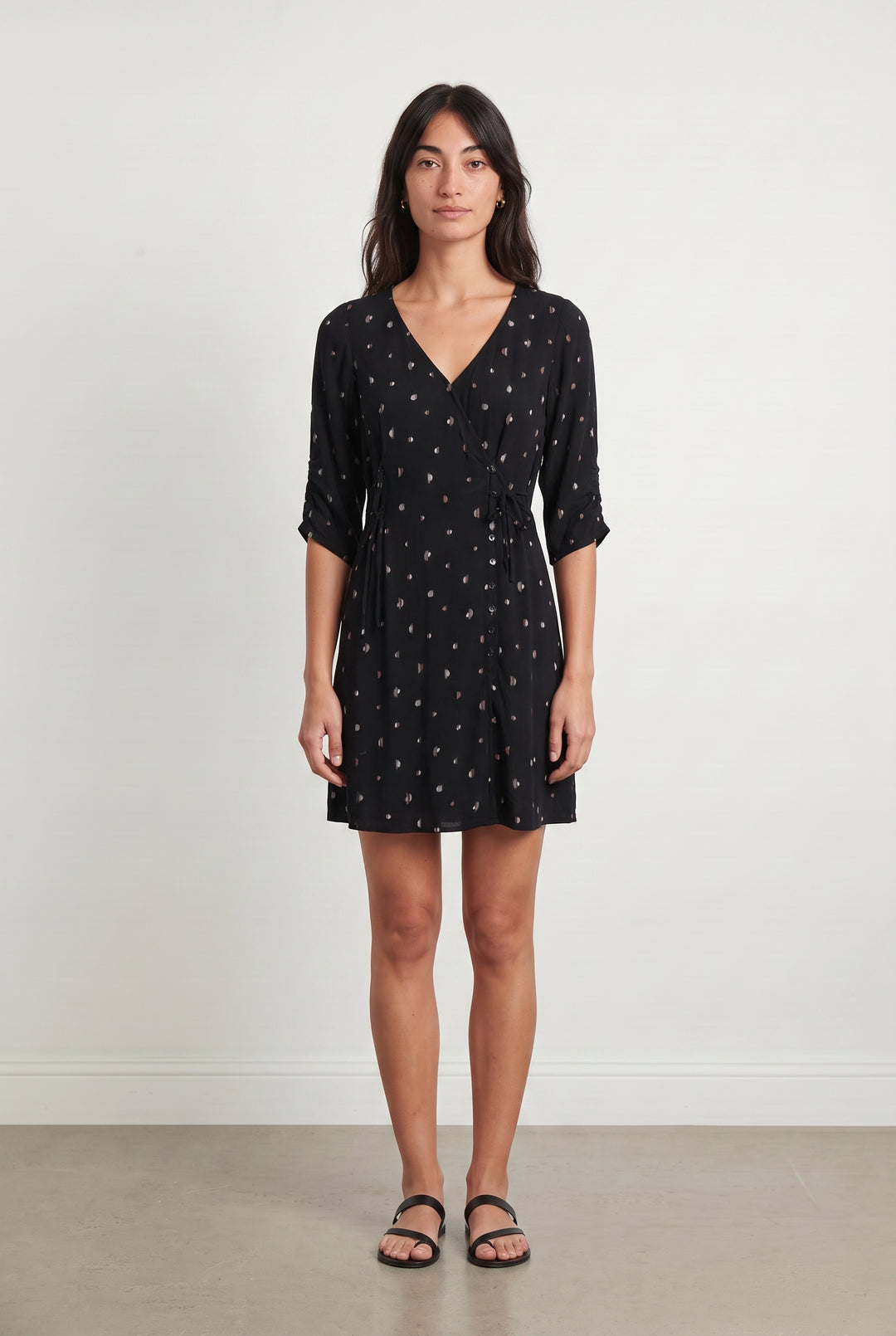 Robe Portefeuille Noire et Beige - Taille XS/34 de la marque Sessùn | PARAD107987 - Vendu par Paradigme - Image 1