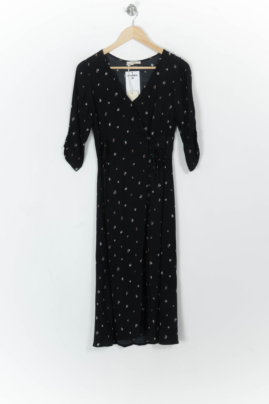 Robe Portefeuille Noire et Beige - Taille XS/34 de la marque Sessùn | PARAD107987 - Vendu par Paradigme - Image 2
