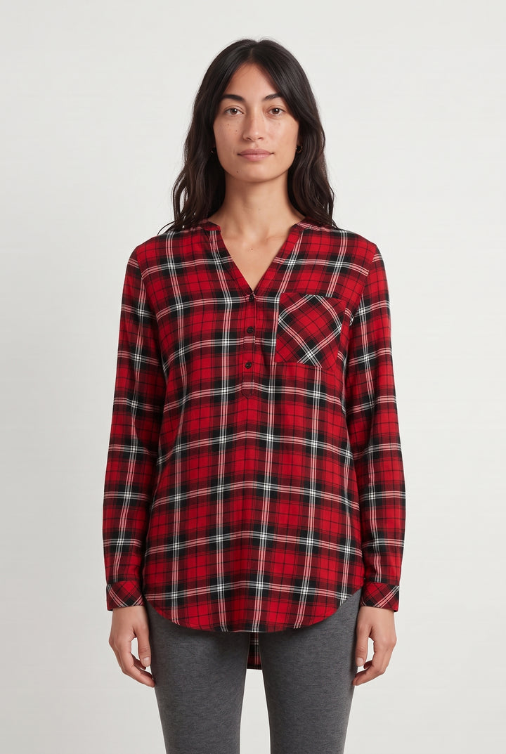 Chemise à Carreaux Bordeaux et Noire - Taille M/38 de la marque Caroll | PARAD108001 - Vendu par Paradigme - Image 1
