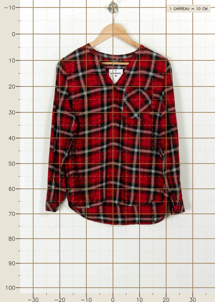 Chemise à Carreaux Bordeaux et Noire - Taille M/38 de la marque Caroll | PARAD108001 - Vendu par Paradigme - Image 4