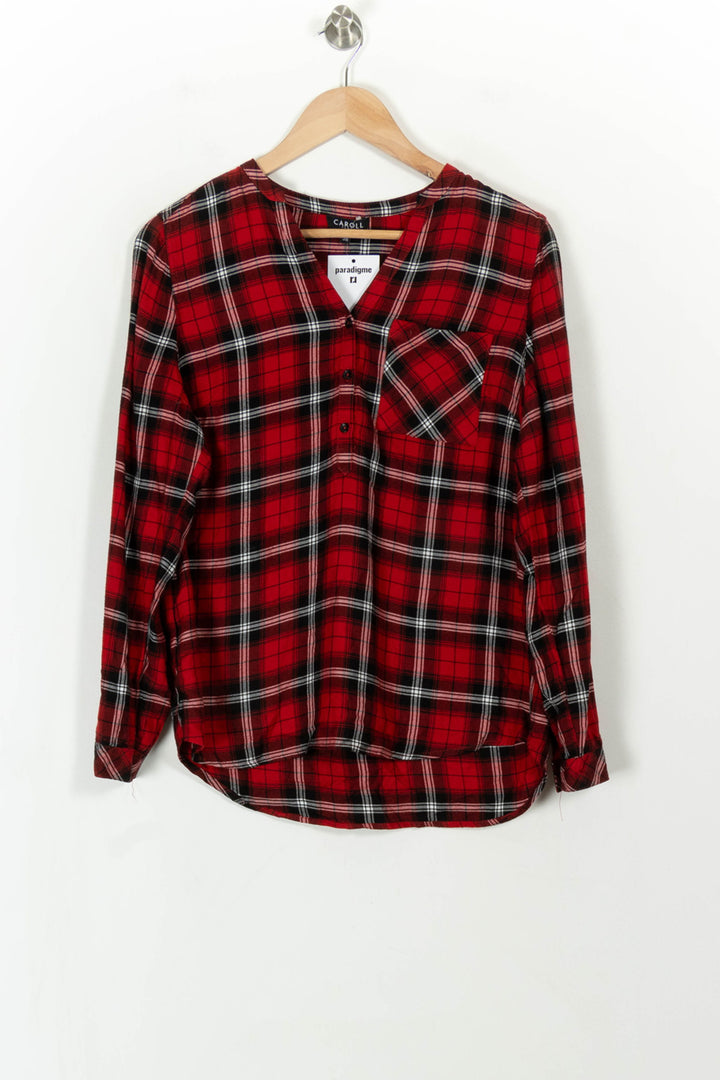 Chemise à Carreaux Bordeaux et Noire - Taille M/38 de la marque Caroll | PARAD108001 - Vendu par Paradigme - Image 2