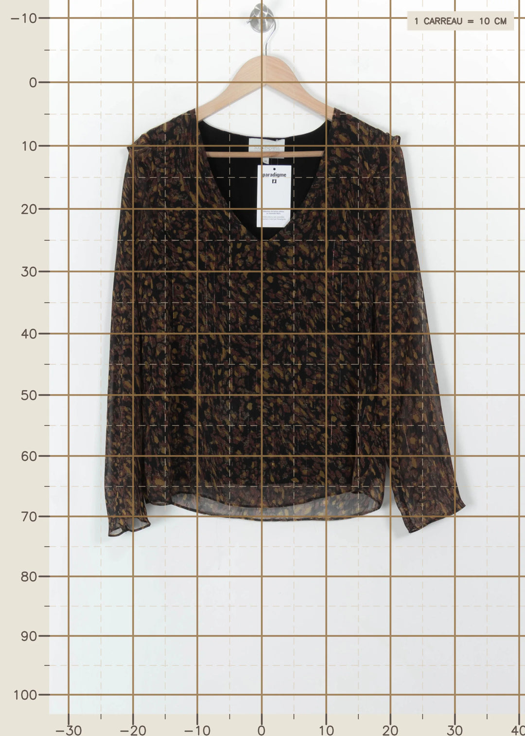 Blouse Marron et Noire - Taille M/38 de la marque Sud express | PARAD108012 - Vendu par Paradigme - Image 4