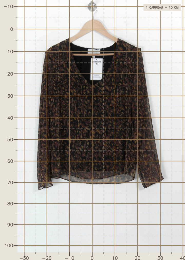 Blouse Marron et Noire - Taille M/38 de la marque Sud express | PARAD108012 - Vendu par Paradigme - Image 4