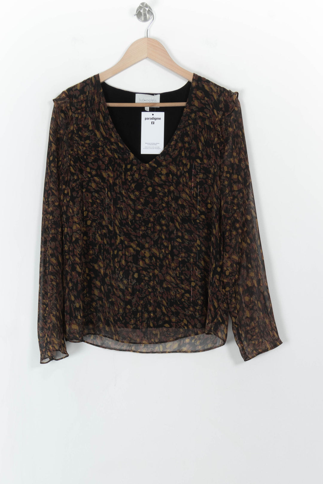 Blouse Marron et Noire - Taille M/38 de la marque Sud express | PARAD108012 - Vendu par Paradigme - Image 2