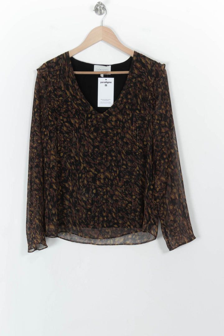 Blouse Marron et Noire - Taille M/38 de la marque Sud express | PARAD108012 - Vendu par Paradigme - Image 2