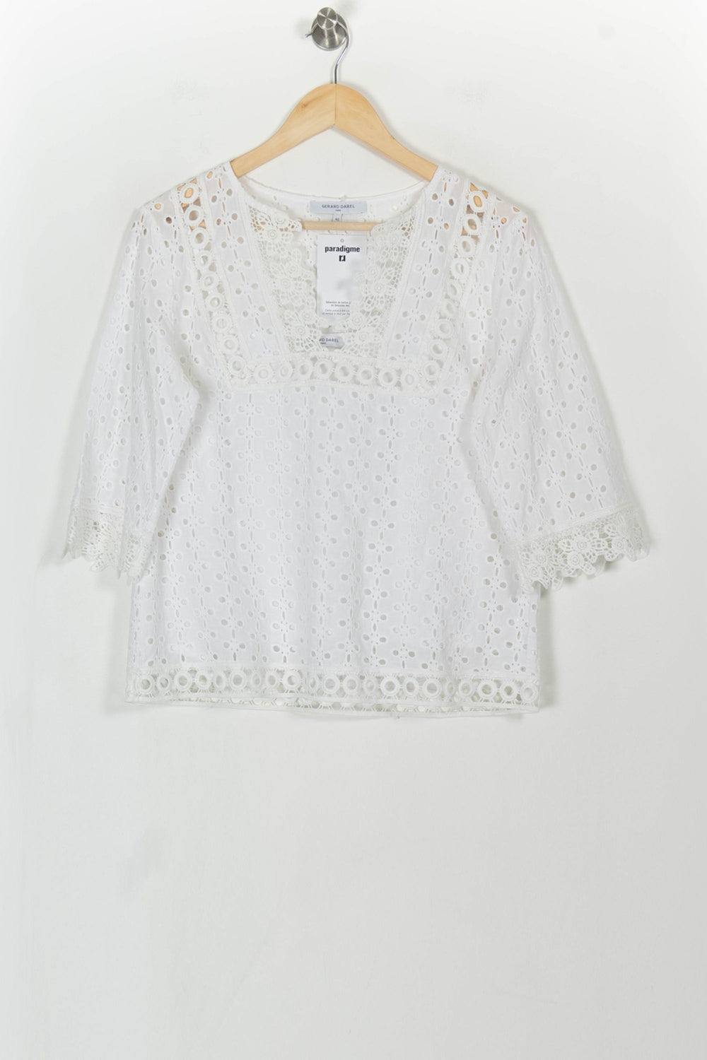 Blouse Brodée Blanche - Taille L/40 de la marque Gerard Darel | PARAD108078 - Vendu par Paradigme - Image 2