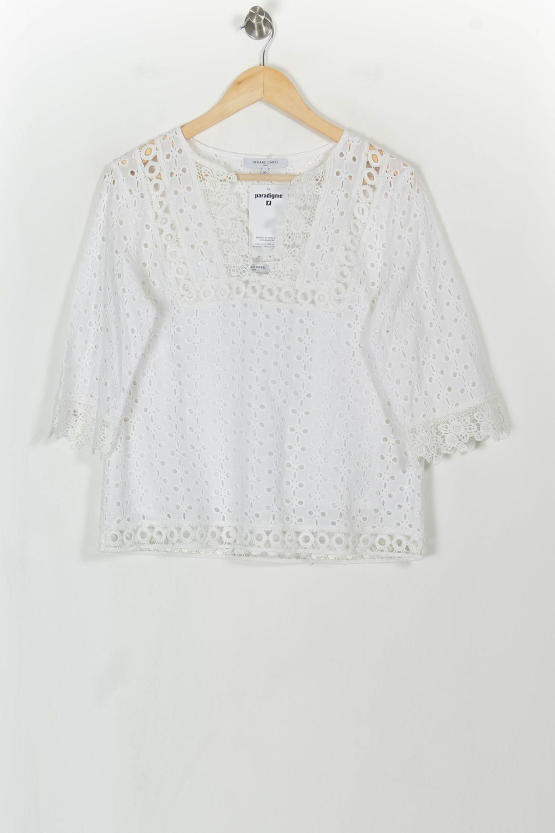 Blouse Brodée Blanche - Taille L/40 de la marque Gerard Darel | PARAD108078 - Vendu par Paradigme - Image 2