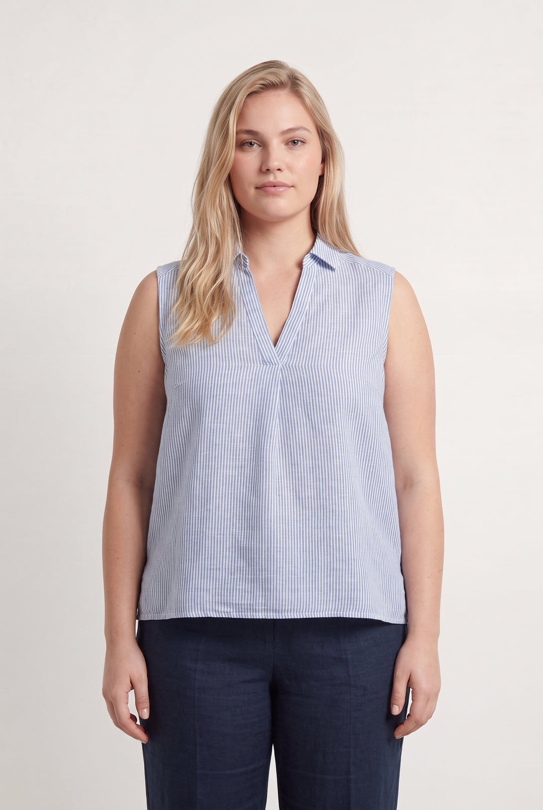 Blouse Sans Manches Bleu et Blanc - Taille XL/42 de la marque Caroll | PARAD108142 - Vendu par Paradigme - Image 1