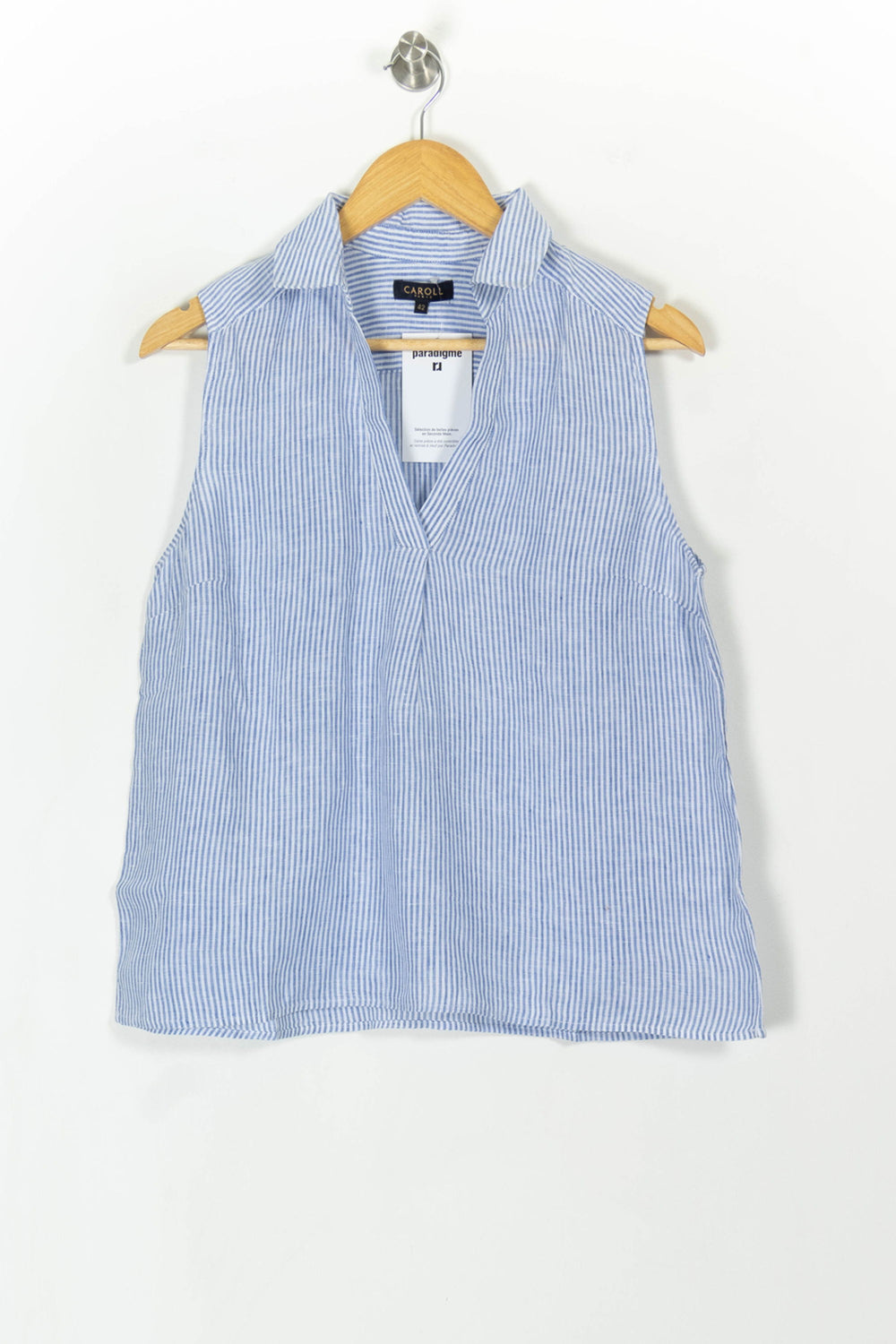 Blouse Sans Manches Bleu et Blanc - Taille XL/42 de la marque Caroll | PARAD108142 - Vendu par Paradigme - Image 2