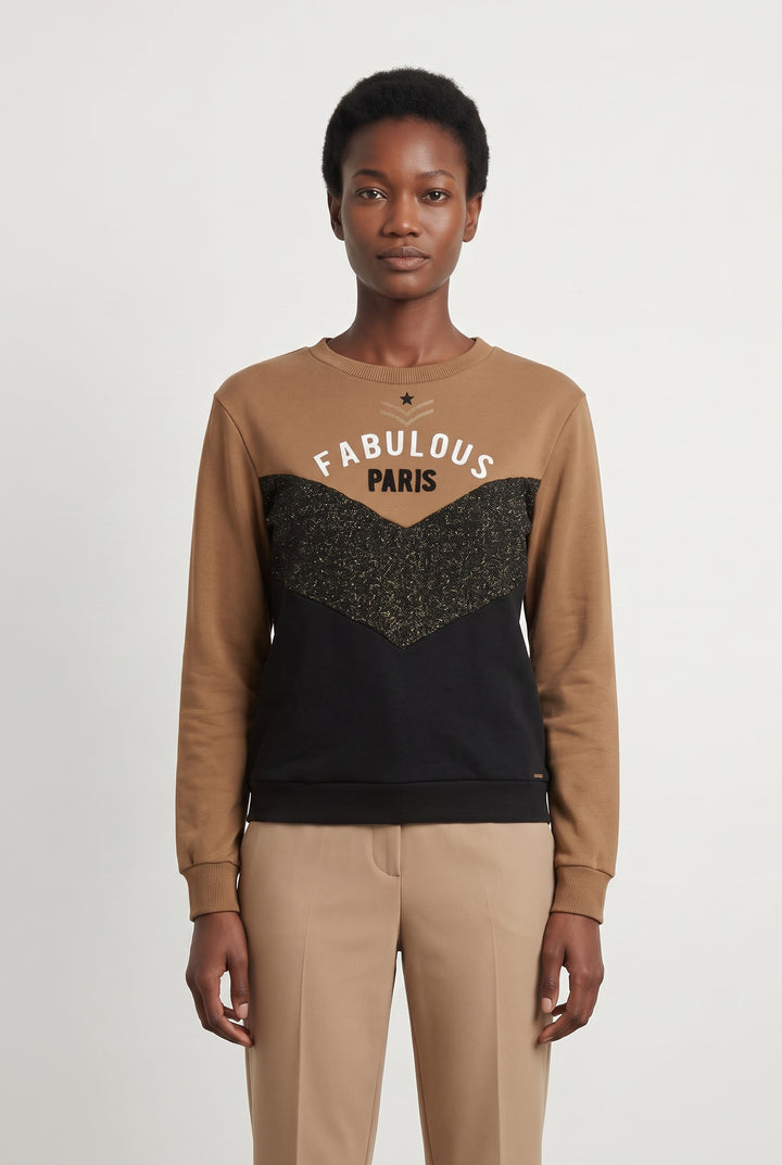 Sweatshirt Marron et Noir - Taille S/36 de la marque IKKS | PARAD108175 - Vendu par Paradigme - Image 1