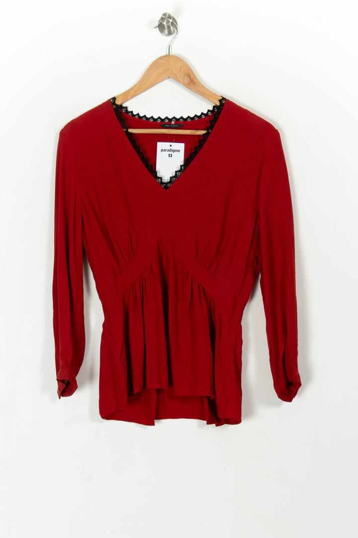 Blouse Rouge - Taille S/36 de la marque IKKS | PARAD108179 - Vendu par Paradigme - Image 2
