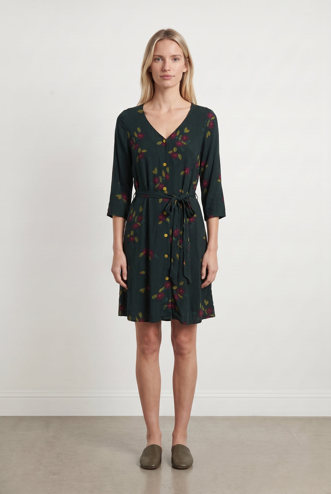 Robe Fleurie Verte et Rouge - Taille XS/34 de la marque Des petits hauts | PARAD108185 - Vendu par Paradigme - Image 1