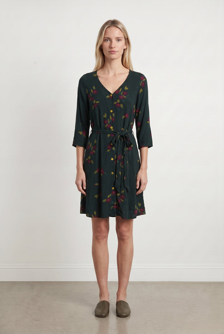 Robe Fleurie Verte et Rouge - Taille XS/34 de la marque Des petits hauts | PARAD108185 - Vendu par Paradigme - Image 1